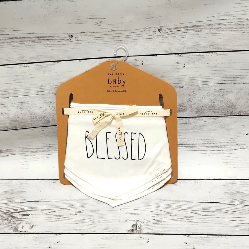 Brand New Rae Dunn Baby Bibs. Set of 3, Blesses, Gobble Gobble and Thankful